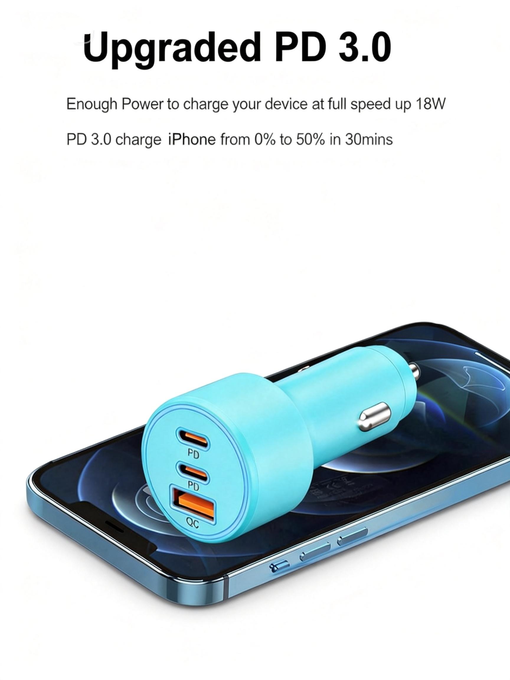 3-Port USB-C & USB-A Car Charger, for iPhone 17/16/15/14/13/12/11 Pro Max, iPad, Samsung Galaxy S25 S24/S23/S22, Pixel, Android
